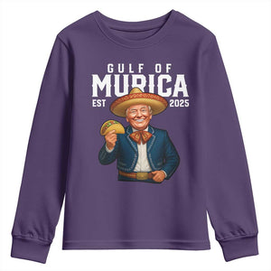 Gulf of Murica Est. 2025 Youth Sweatshirt Funny Trump Sombrero Taco Parody TS02 Purple Print Your Wear