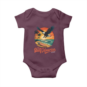 Gulf of USA 2025 Bald Eagle Baby Onesie Vintage Patriotic Beach Sunset 4th Of July TS02 Maroon Print Your Wear