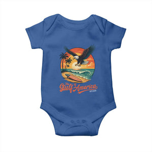 Gulf of USA 2025 Bald Eagle Baby Onesie Vintage Patriotic Beach Sunset 4th Of July TS02 Royal Blue Print Your Wear