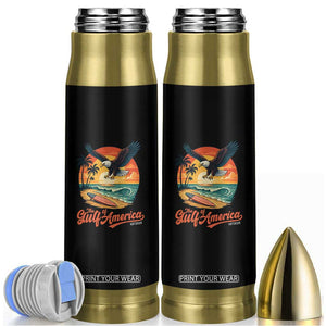 Gulf of USA 2025 Bald Eagle Bullet Tumbler Vintage Patriotic Beach Sunset 4th Of July TS02 Black Print Your Wear