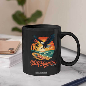 Gulf of USA 2025 Bald Eagle Coffee Mug Vintage Patriotic Beach Sunset 4th Of July TS02 Print Your Wear