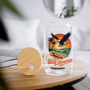 Gulf of USA 2025 Bald Eagle Glass Can Vintage Patriotic Beach Sunset 4th Of July TS02 Print Your Wear