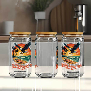 Gulf of USA 2025 Bald Eagle Glass Can Vintage Patriotic Beach Sunset 4th Of July TS02 Print Your Wear