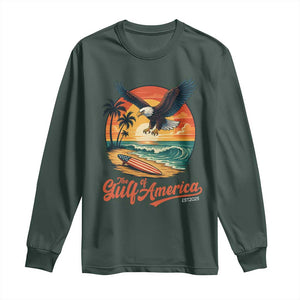 Gulf of USA 2025 Bald Eagle Long Sleeve Shirt Vintage Patriotic Beach Sunset 4th Of July TS02 Dark Forest Green Print Your Wear