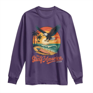 Gulf of USA 2025 Bald Eagle Long Sleeve Shirt Vintage Patriotic Beach Sunset 4th Of July TS02 Purple Print Your Wear