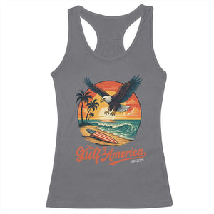 Gulf of USA 2025 Bald Eagle Racerback Tank Top Vintage Patriotic Beach Sunset 4th Of July TS02 Charcoal Print Your Wear