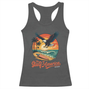 Gulf of USA 2025 Bald Eagle Racerback Tank Top Vintage Patriotic Beach Sunset 4th Of July TS02 Dark Heather Print Your Wear