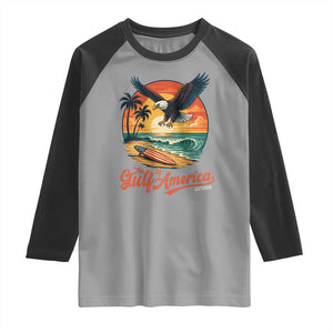Gulf of USA 2025 Bald Eagle Raglan Shirt Vintage Patriotic Beach Sunset 4th Of July TS02 Sport Gray Black Print Your Wear