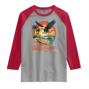 Gulf of USA 2025 Bald Eagle Raglan Shirt Vintage Patriotic Beach Sunset 4th Of July TS02 Sport Gray Red Print Your Wear