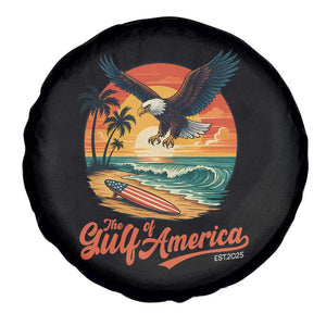 Gulf of USA 2025 Bald Eagle Spare Tire Cover Vintage Patriotic Beach Sunset 4th Of July TS02 Print Your Wear
