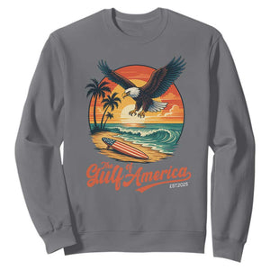 Gulf of USA 2025 Bald Eagle Sweatshirt Vintage Patriotic Beach Sunset 4th Of July TS02 Charcoal Print Your Wear