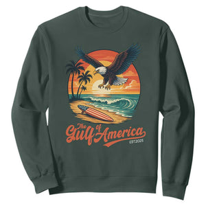 Gulf of USA 2025 Bald Eagle Sweatshirt Vintage Patriotic Beach Sunset 4th Of July TS02 Dark Forest Green Print Your Wear