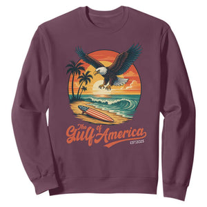 Gulf of USA 2025 Bald Eagle Sweatshirt Vintage Patriotic Beach Sunset 4th Of July TS02 Maroon Print Your Wear