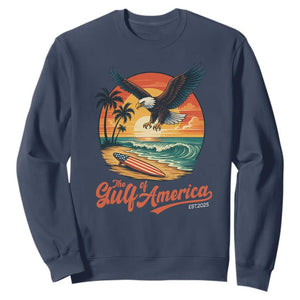 Gulf of USA 2025 Bald Eagle Sweatshirt Vintage Patriotic Beach Sunset 4th Of July TS02 Navy Print Your Wear
