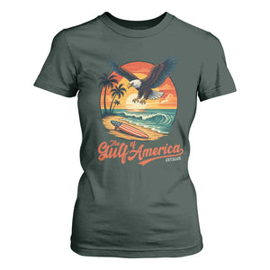Gulf of USA 2025 Bald Eagle T Shirt For Women Vintage Patriotic Beach Sunset 4th Of July TS02 Dark Forest Green Print Your Wear