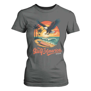 Gulf of USA 2025 Bald Eagle T Shirt For Women Vintage Patriotic Beach Sunset 4th Of July TS02 Dark Heather Print Your Wear