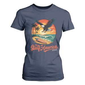 Gulf of USA 2025 Bald Eagle T Shirt For Women Vintage Patriotic Beach Sunset 4th Of July TS02 Navy Print Your Wear