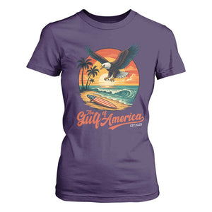 Gulf of USA 2025 Bald Eagle T Shirt For Women Vintage Patriotic Beach Sunset 4th Of July TS02 Purple Print Your Wear