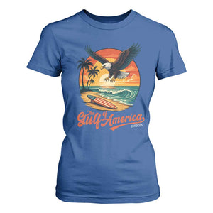 Gulf of USA 2025 Bald Eagle T Shirt For Women Vintage Patriotic Beach Sunset 4th Of July TS02 Royal Blue Print Your Wear