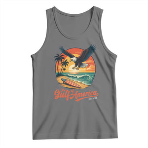 Gulf of USA 2025 Bald Eagle Tank Top Vintage Patriotic Beach Sunset 4th Of July TS02 Black Heather Print Your Wear