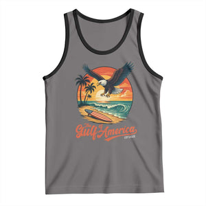 Gulf of USA 2025 Bald Eagle Tank Top Vintage Patriotic Beach Sunset 4th Of July TS02 Deep Heather Black Print Your Wear