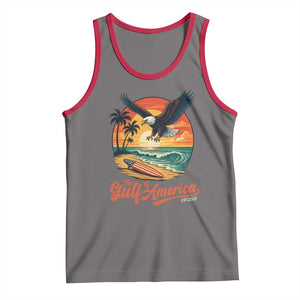 Gulf of USA 2025 Bald Eagle Tank Top Vintage Patriotic Beach Sunset 4th Of July TS02 Deep Heather Red Print Your Wear