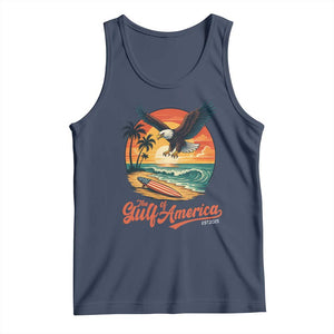 Gulf of USA 2025 Bald Eagle Tank Top Vintage Patriotic Beach Sunset 4th Of July TS02 Navy Print Your Wear