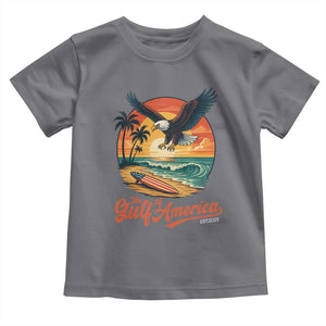 Gulf of USA 2025 Bald Eagle Toddler T Shirt Vintage Patriotic Beach Sunset 4th Of July TS02 Charcoal Print Your Wear