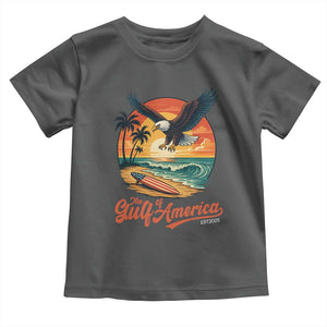 Gulf of USA 2025 Bald Eagle Toddler T Shirt Vintage Patriotic Beach Sunset 4th Of July TS02 Dark Heather Print Your Wear