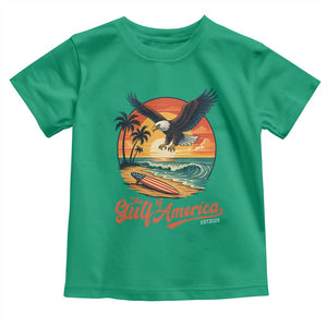 Gulf of USA 2025 Bald Eagle Toddler T Shirt Vintage Patriotic Beach Sunset 4th Of July TS02 Irish Green Print Your Wear