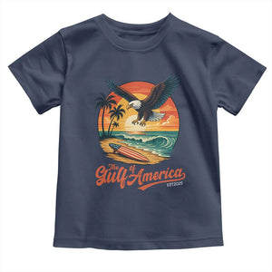 Gulf of USA 2025 Bald Eagle Toddler T Shirt Vintage Patriotic Beach Sunset 4th Of July TS02 Navy Print Your Wear
