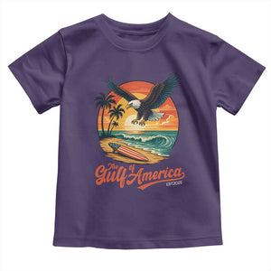 Gulf of USA 2025 Bald Eagle Toddler T Shirt Vintage Patriotic Beach Sunset 4th Of July TS02 Purple Print Your Wear
