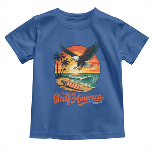 Gulf of USA 2025 Bald Eagle Toddler T Shirt Vintage Patriotic Beach Sunset 4th Of July TS02 Royal Blue Print Your Wear