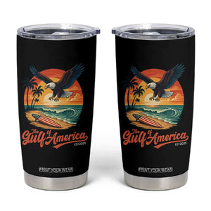Gulf of USA 2025 Bald Eagle Tumbler Cup Vintage Patriotic Beach Sunset 4th Of July TS02 Black Print Your Wear