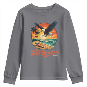 Gulf of USA 2025 Bald Eagle Youth Sweatshirt Vintage Patriotic Beach Sunset 4th Of July TS02 Charcoal Print Your Wear