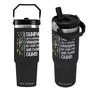 Gunpa Flip Straw Tumbler Guns Grandpa More Fun Camo American Flag USA Camouflage TS10 One Size: 30 oz Black Print Your Wear