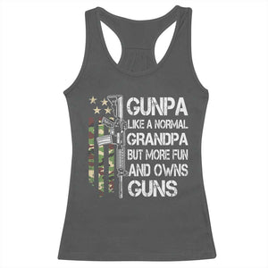 Gunpa Racerback Tank Top Guns Grandpa More Fun Camo American Flag USA Camouflage TS10 Dark Heather Print Your Wear