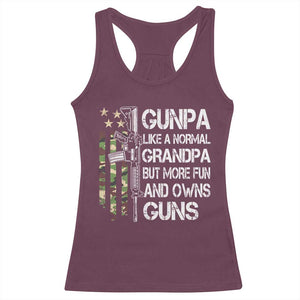 Gunpa Racerback Tank Top Guns Grandpa More Fun Camo American Flag USA Camouflage TS10 Maroon Print Your Wear