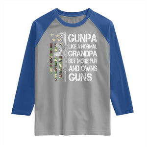 Gunpa Raglan Shirt Guns Grandpa More Fun Camo American Flag USA Camouflage TS10 Sport Gray Royal Print Your Wear