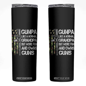 Gunpa Skinny Tumbler Guns Grandpa More Fun Camo American Flag USA Camouflage TS10 Black Print Your Wear