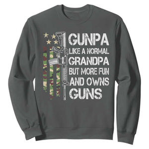 Gunpa Sweatshirt Guns Grandpa More Fun Camo American Flag USA Camouflage TS10 Dark Heather Print Your Wear
