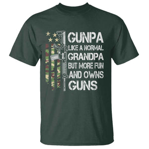 Gunpa T Shirt Guns Grandpa More Fun Camo American Flag USA Camouflage TS10 Dark Forest Green Print Your Wear