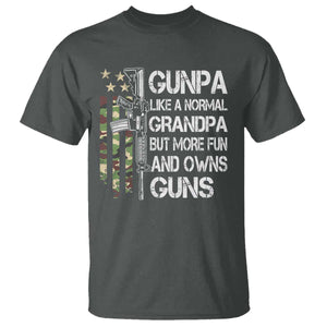 Gunpa T Shirt Guns Grandpa More Fun Camo American Flag USA Camouflage TS10 Dark Heather Print Your Wear