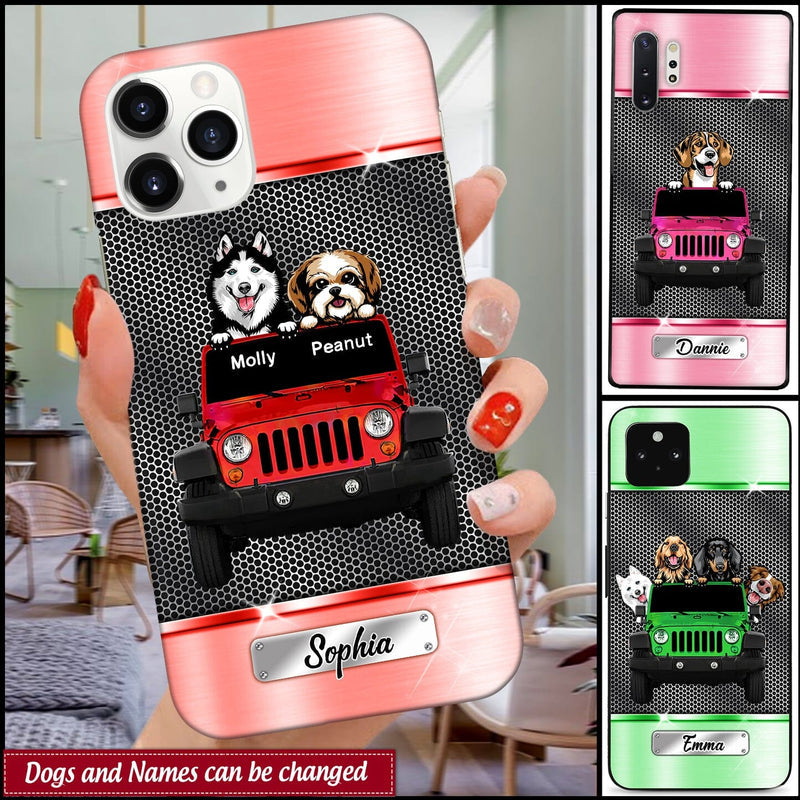 Personalized Jeep and Dogs Phone Case, Gift For Dog Mom NO.3 CTM One Size Custom - Printyourwear