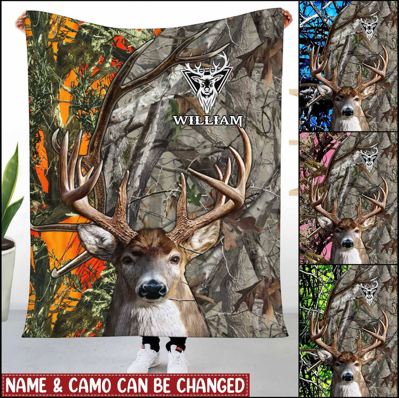 Personalized Deer Hunting Blanket Colorful Camo CTM Custom - Printyourwear