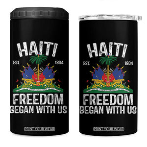 Haiti Freedom Began With Us 4 in 1 Can Cooler Tumbler Haitian Flag Day TS11 One Size: 16 oz Black Print Your Wear