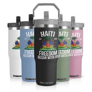 Haiti Freedom Began With Us Flip Straw Tumbler Haitian Flag Day TS11 Print Your Wear