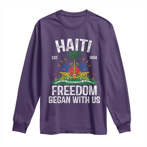 Haiti Freedom Began With Us Long Sleeve Shirt Haitian Flag Day TS11 Purple Print Your Wear