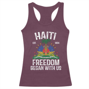 Haiti Freedom Began With Us Racerback Tank Top Haitian Flag Day TS11 Maroon Print Your Wear