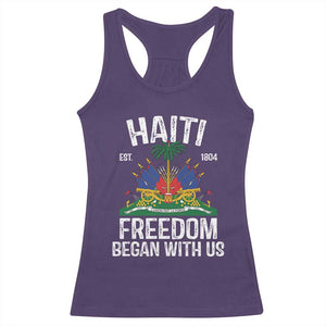 Haiti Freedom Began With Us Racerback Tank Top Haitian Flag Day TS11 Purple Print Your Wear